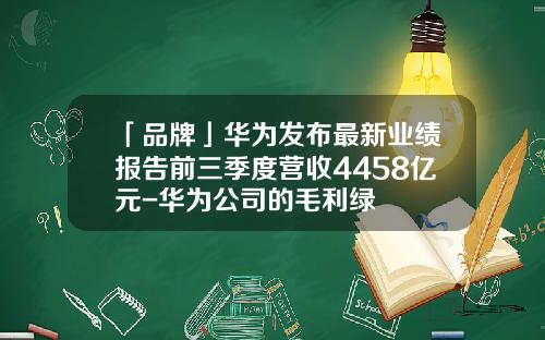 「品牌」华为发布最新业绩报告前三季度营收4458亿元-华为公司的毛利绿