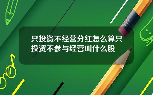 只投资不经营分红怎么算只投资不参与经营叫什么股