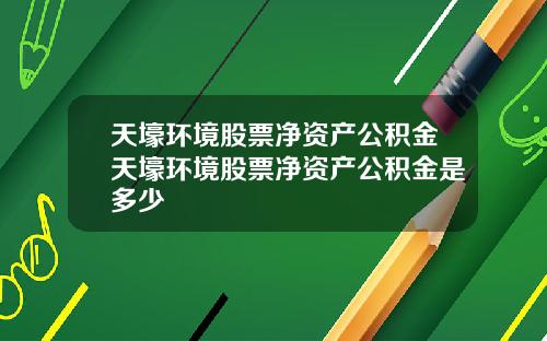天壕环境股票净资产公积金天壕环境股票净资产公积金是多少