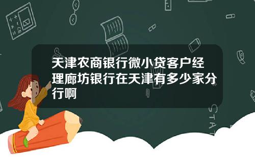 天津农商银行微小贷客户经理廊坊银行在天津有多少家分行啊