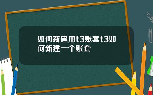 如何新建用t3账套t3如何新建一个账套