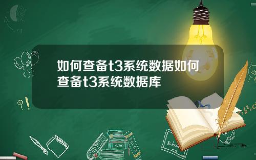 如何查备t3系统数据如何查备t3系统数据库