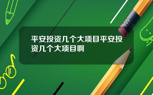 平安投资几个大项目平安投资几个大项目啊