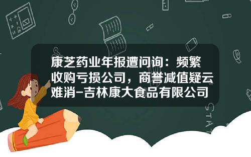 康芝药业年报遭问询：频繁收购亏损公司，商誉减值疑云难消-吉林康大食品有限公司的财务报表