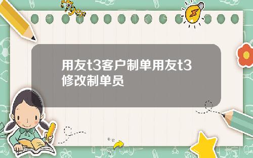 用友t3客户制单用友t3修改制单员
