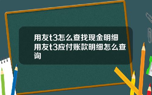 用友t3怎么查找现金明细用友t3应付账款明细怎么查询