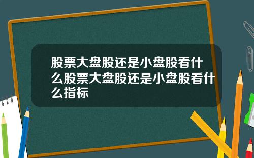股票大盘股还是小盘股看什么股票大盘股还是小盘股看什么指标