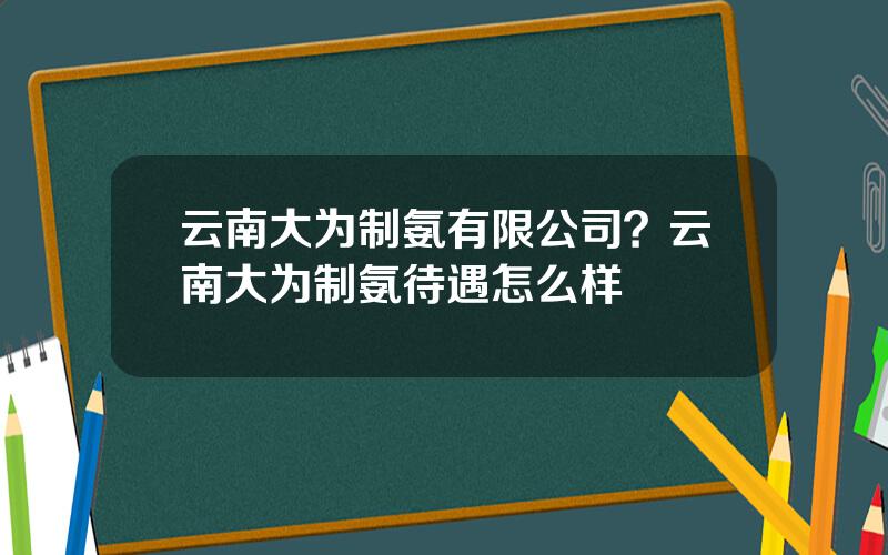 云南大为制氨有限公司？云南大为制氨待遇怎么样