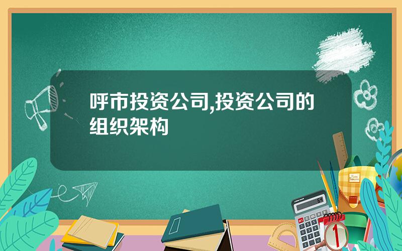 呼市投资公司,投资公司的组织架构