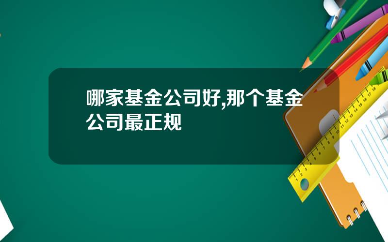 哪家基金公司好,那个基金公司最正规