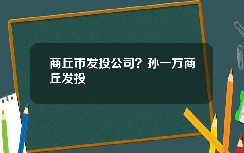 商丘市发投公司？孙一方商丘发投