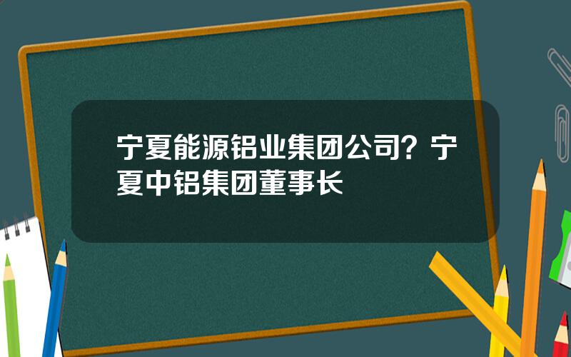 宁夏能源铝业集团公司？宁夏中铝集团董事长