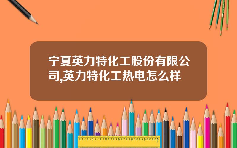 宁夏英力特化工股份有限公司,英力特化工热电怎么样