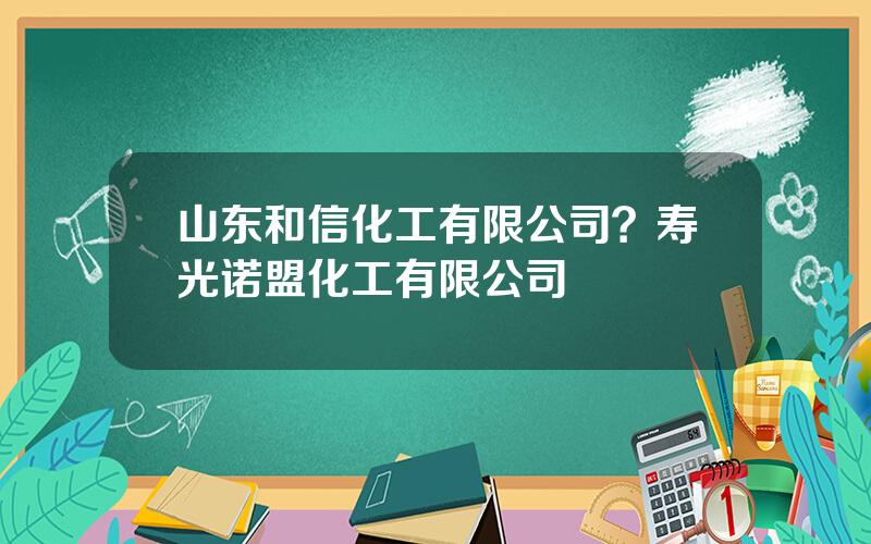 山东和信化工有限公司？寿光诺盟化工有限公司