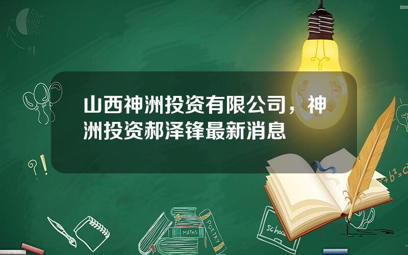 山西神洲投资有限公司，神洲投资郝泽锋最新消息