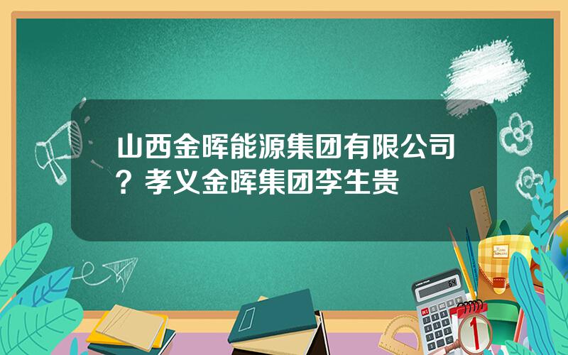 山西金晖能源集团有限公司？孝义金晖集团李生贵