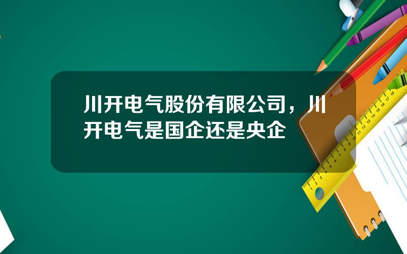 川开电气股份有限公司，川开电气是国企还是央企