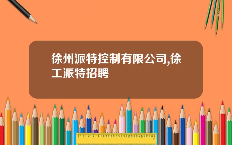 徐州派特控制有限公司,徐工派特招聘