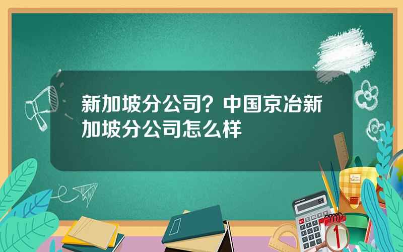 新加坡分公司？中国京冶新加坡分公司怎么样