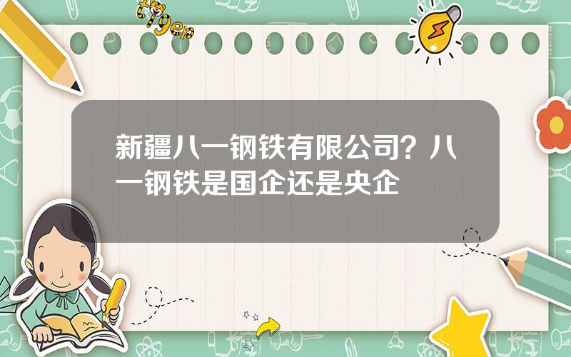 新疆八一钢铁有限公司？八一钢铁是国企还是央企