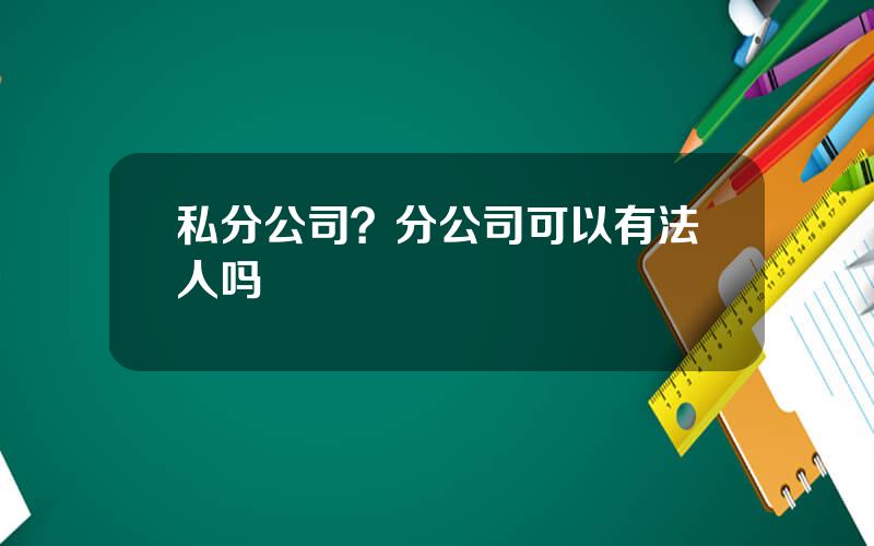 私分公司？分公司可以有法人吗