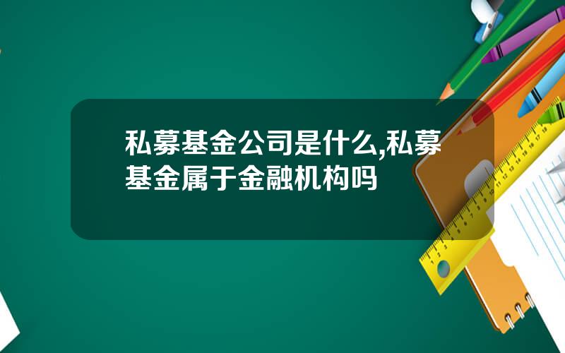 私募基金公司是什么,私募基金属于金融机构吗